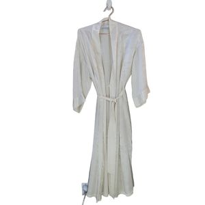 AUGUST SILK Intimates Ivory Cream Silk Robe Size L bridal